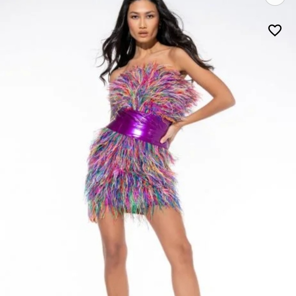 AKIRA Multicolor Strapless Dress with Purple Accent